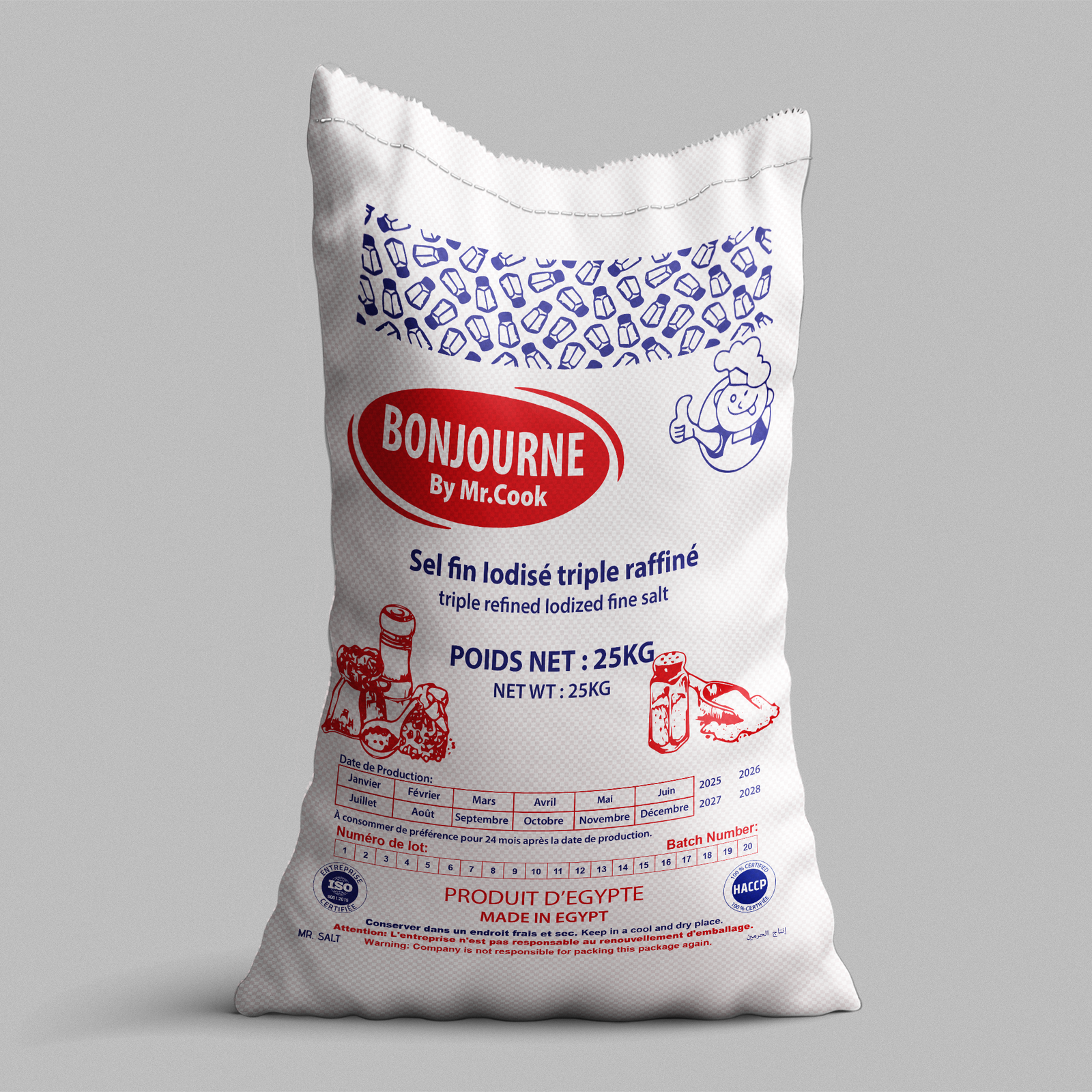BONJOURNE - 25 Kg triple refined Salt ملح مكرر ثلاثي