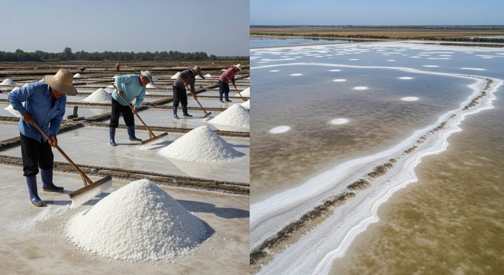 Salt harvesting and salt lake overview Types of Salt