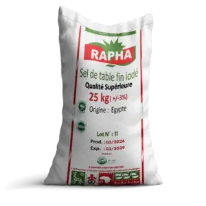 Brand RAPHA Table Salt | 25kg Bag | Fine Iodized Salt for Kitchen & Food Industry